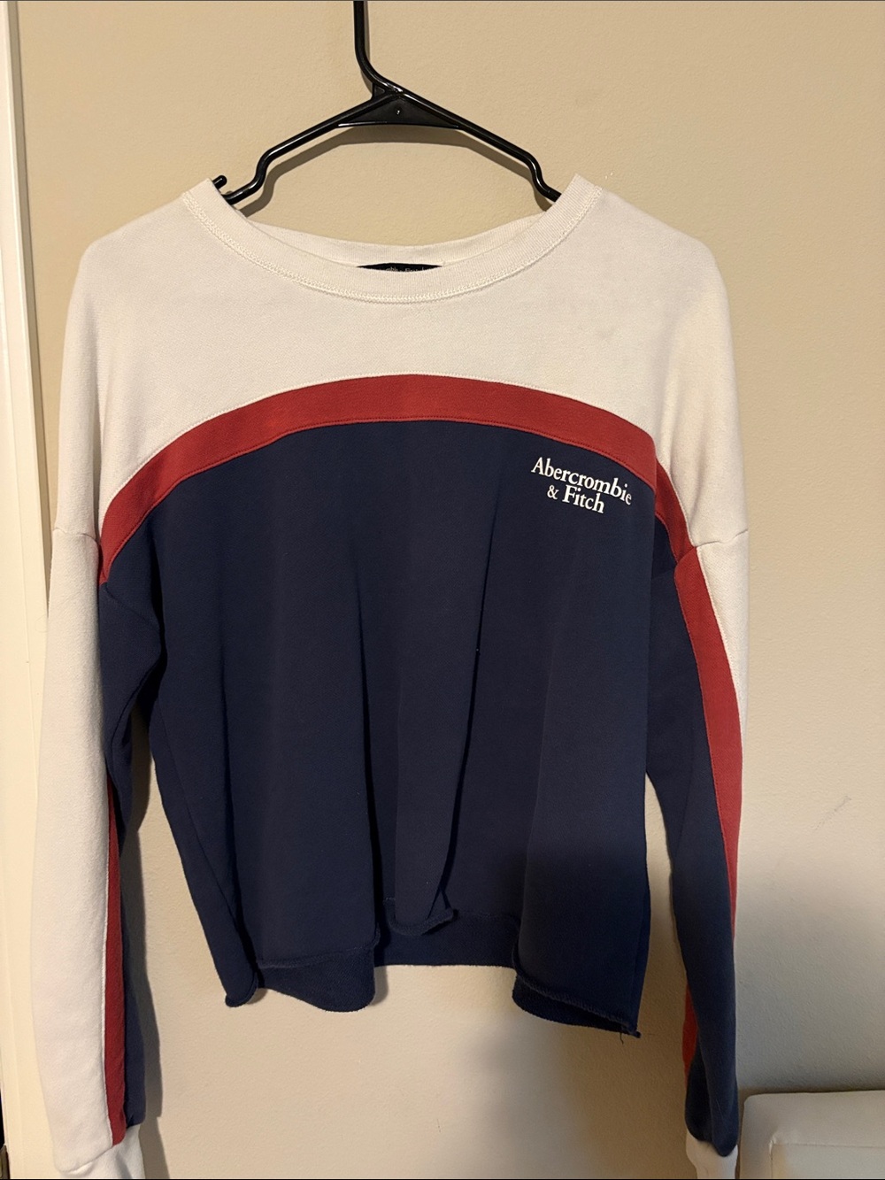 Abercrombie & Fitch Navy, White & Red Colorblock Kids Sweatshirt